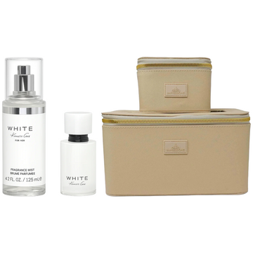 Bundle: Kenneth Cole White Women's Eau de Parfum Gift Set + Impressions Vanity Cyprus Essentials Travel Cosmetic Case Set