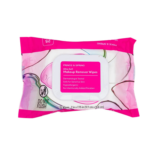 Prince & Spring Ultra Soft Makeup Remover Wipes (25-Count)
