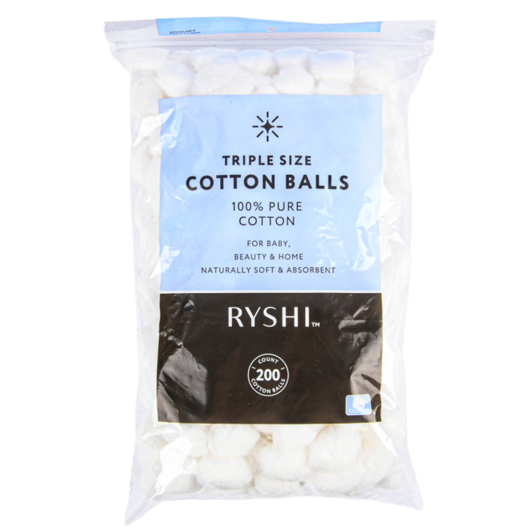 Ryshi Triple Size 100% Cotton Balls 200 CT