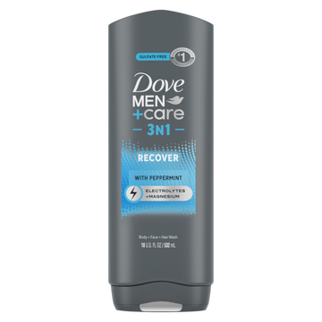 Dove Men+Care 3-In-1 Recover with Peppermint Body, Face + Hair Wash