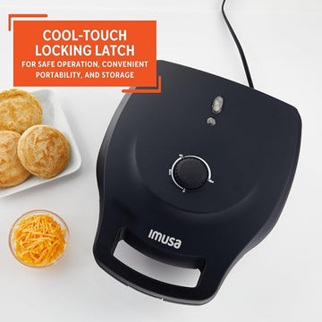 Imusa GAU/80346 6 Slot Electric Arepa Maker with Temperature Control - Matte Black