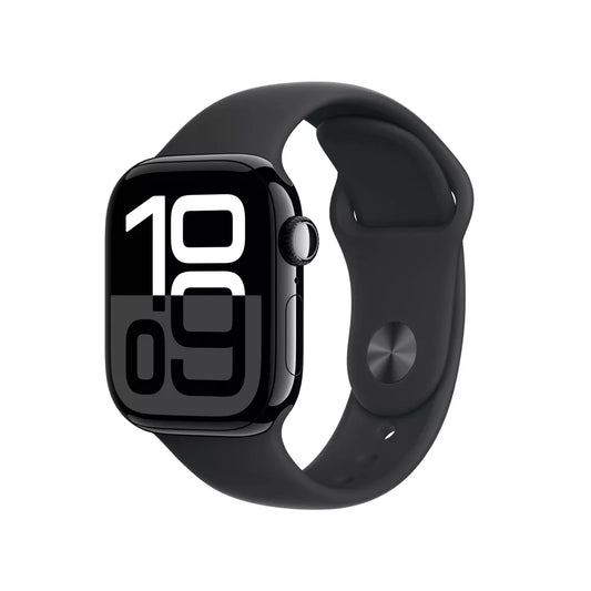 Apple Watch Series 10 (GPS+Cellular) 42mm Aluminum Case with Black Sport Band - M/L - Jet Black