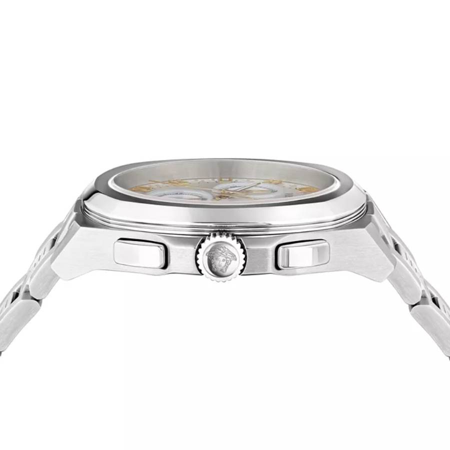 Versace Geo Chronograph Men's 43mm Bracelet Watch - Silver