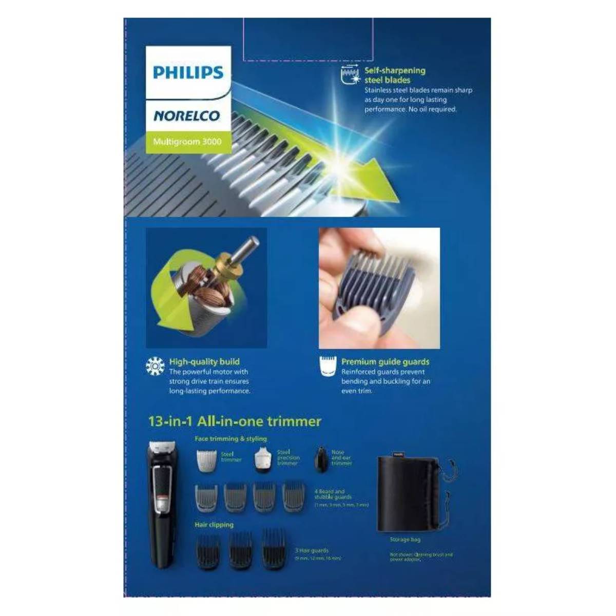 Philips Norelco Series 3000 Multigroom All in One Electric Trimmer (13 Piece) - Black