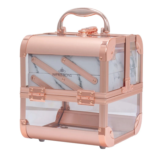 Impressions Vanity Savvy Slay Cube Makeup Travel Case with Mirror - Rose Gold/Clear
