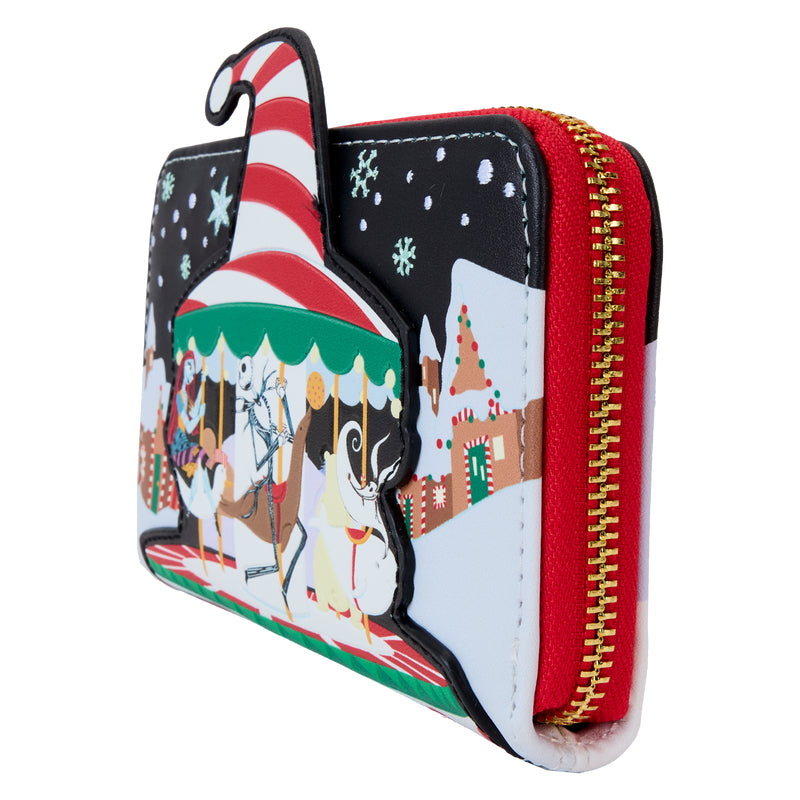 Loungefly Disney Nightmare Christmas Candy Cane Carousel Zip Around Wallet- Multicolor