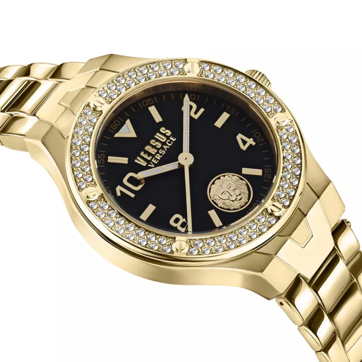 Like New Versus Versace Women’s Gold Tone Black Dial Bracelet Watch Versus by Versace Gold Band Wristwatches for sale | eBay main image 4