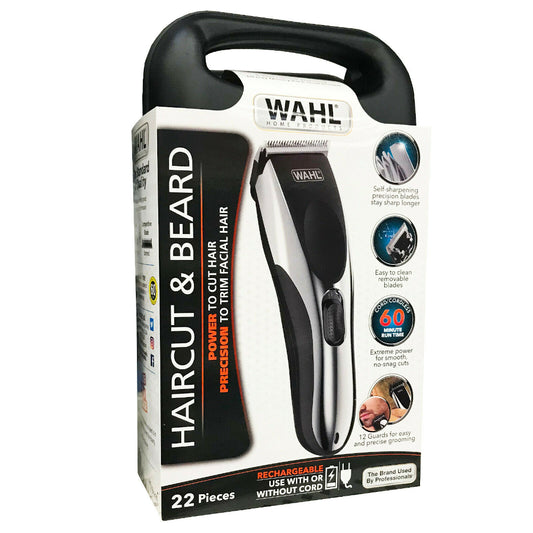 Recortadora de pelo y barba inalámbrica Wahl 9639-2201 (22 piezas), color negro