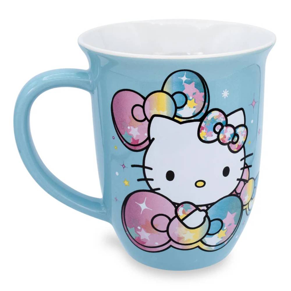 Sanrio Hello Kitty Pastel on Rainbow Wide Rim 16 oz Ceramic Mug - Blue