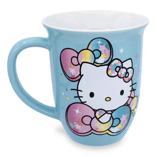 Sanrio Hello Kitty Pastel on Rainbow Wide Rim 16 oz Ceramic Mug - Blue