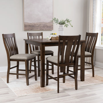 Landry 5-Piece Counter Height Dining Set by Linon Home Decor- Brown/Beige