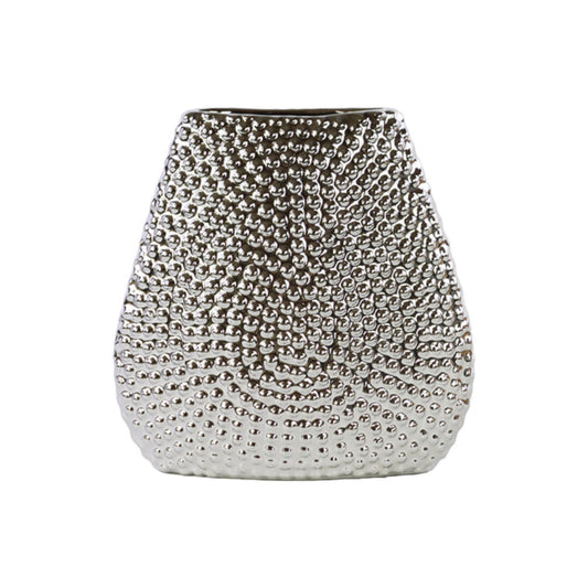 Urban Trends Collection 9" Elliptical Bellied Stoneware Vase - Silver
