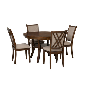 Carmel (5-Piece) Dining Table Set by Linon Home Decor - Brown/Beige