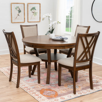 Carmel (5-Piece) Dining Table Set by Linon Home Decor - Brown/Beige