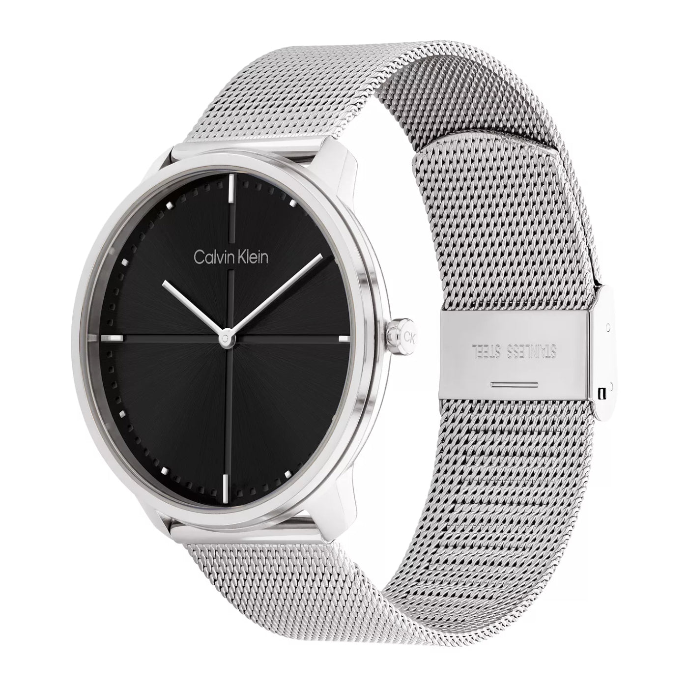 Reloj unisex Calvin Klein Iconic de 40 mm con pulsera de acero inoxidable plateada y cuarzo, esfera negra