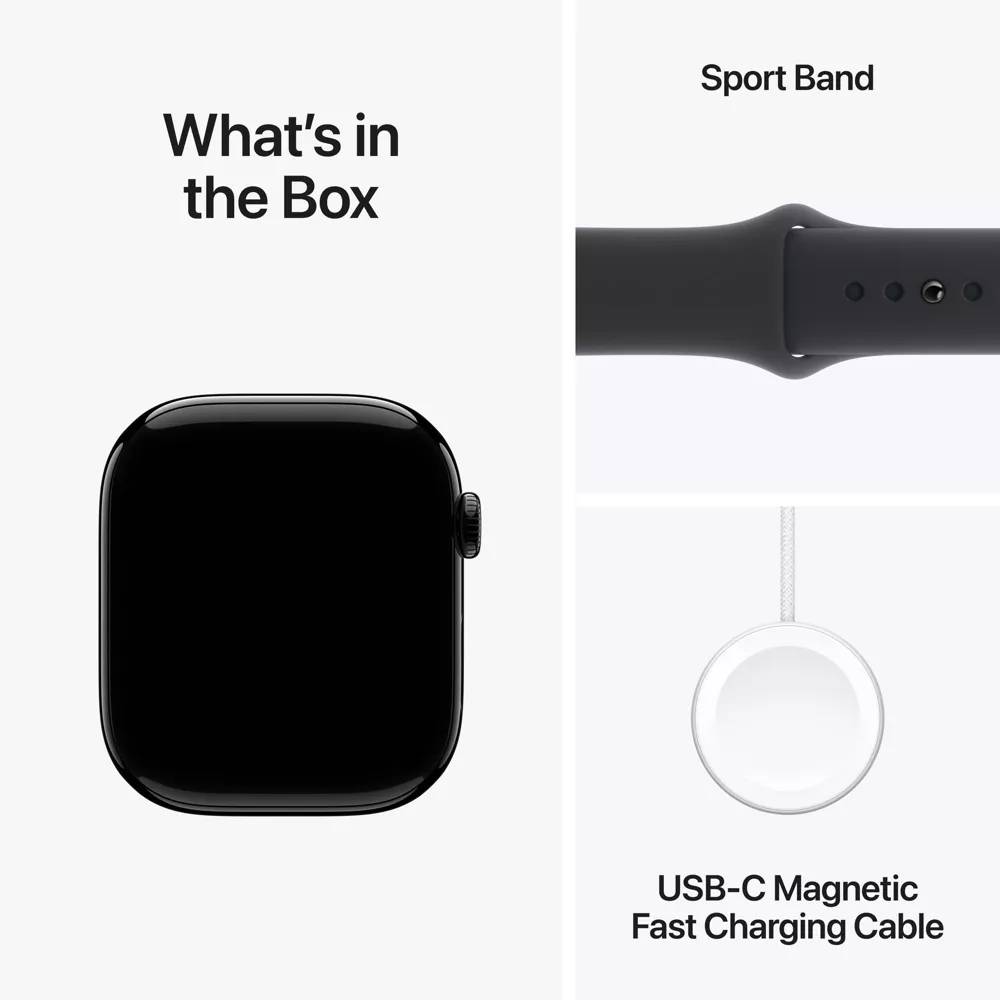 Apple Watch Series 10 (GPS+Cellular) 46mm Aluminum Case with Black Sport Band - M/L - Jet Black