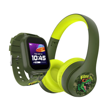 Bundle: Playzoom Dinosaur Smartwatch with Bluetooth Headphone - Green