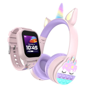 Bundle: Playzoom Unicorn Smartwatch with Bluetooth Headphone - Pink/Purple