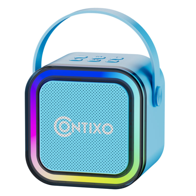 Bundle: Contixo 10" Kids Tablet + Contixo KB2 Kids Wired Over-the-Ear Headphones + Contixo Kids Bluetooth Karaoke Speaker with Two Wireless Microphones - Blue