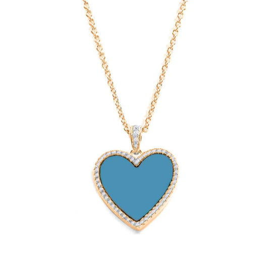 Anna Zuckerman HOC03 Women's Diamond Crystalline And Blue Turquoise Necklace in 18k Yellow Gold-Plating over 925 Sterling Silver