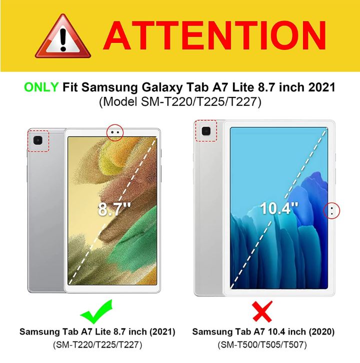 Funda híbrida delgada para Samsung Galaxy Tab A7 Lite 8.7 pulgadas 2021 con cubierta trasera transparente