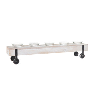 Urban Trends Collection Farmhouse Candle Holder in Wood - White