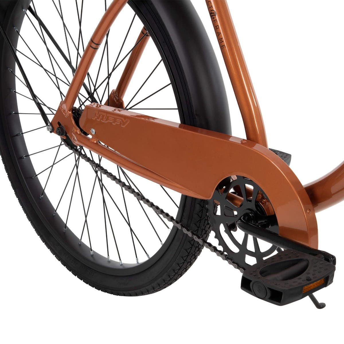 Bicicleta Huffy Good Vibrations de 26" con guardabarros en las ruedas, color naranja