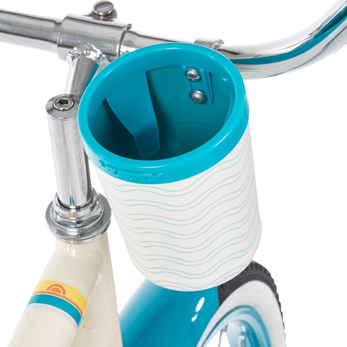 Bicicleta de paseo para mujer Huffy Good Vibrations de 26", color blanco y azul