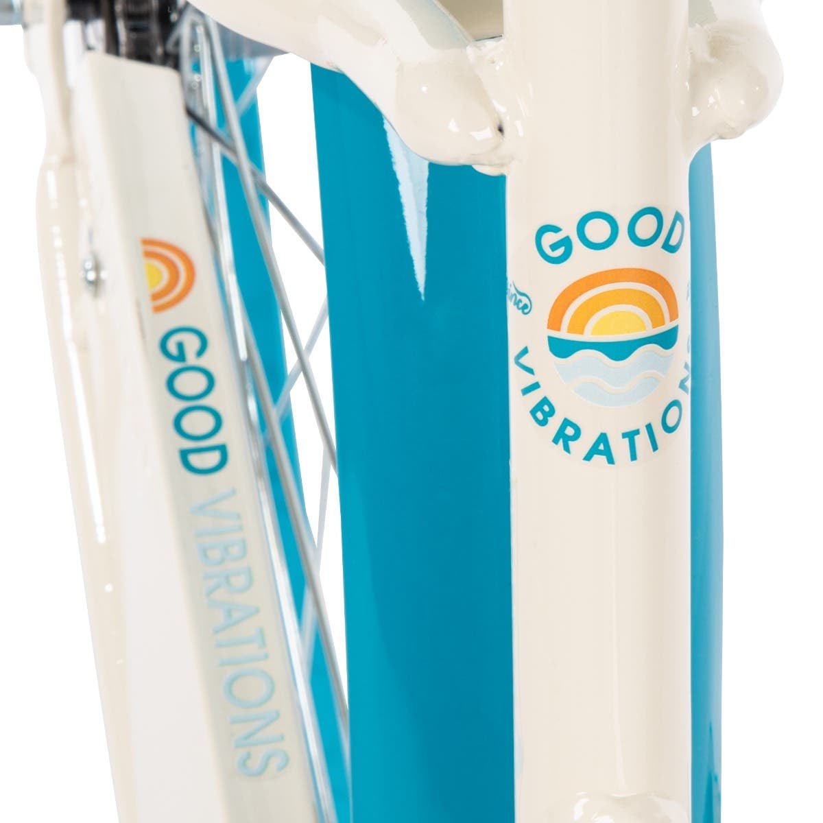 Bicicleta de paseo para mujer Huffy Good Vibrations de 26", color blanco y azul