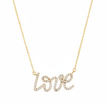 Women's "Love" Pendant Necklace in 10K Yellow Gold