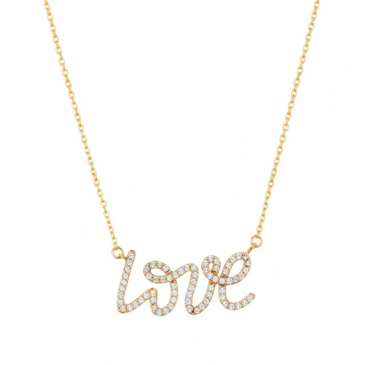 10K Women's "Love" Pendant Necklace in Yellow Gold