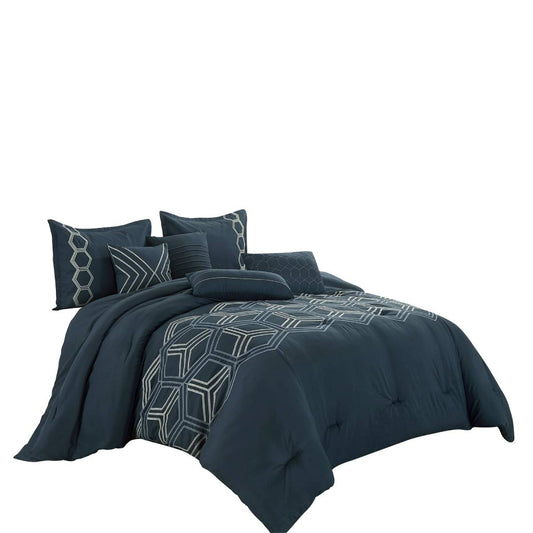 ESCA Idarah King Size Comforter Set (7- Pieces) - Navy