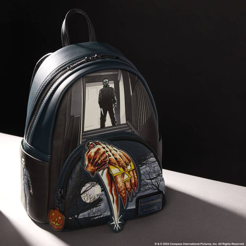 Halloween Michael Myers Jack-O'-Lantern Glow Mini Backpack - Black/Blue