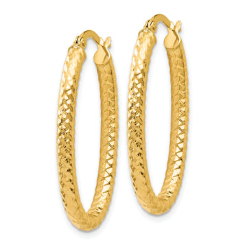 14K Leslie's Women's 3mm ForeverLite Textured Hoop Earrings in 14K Yellow Gold