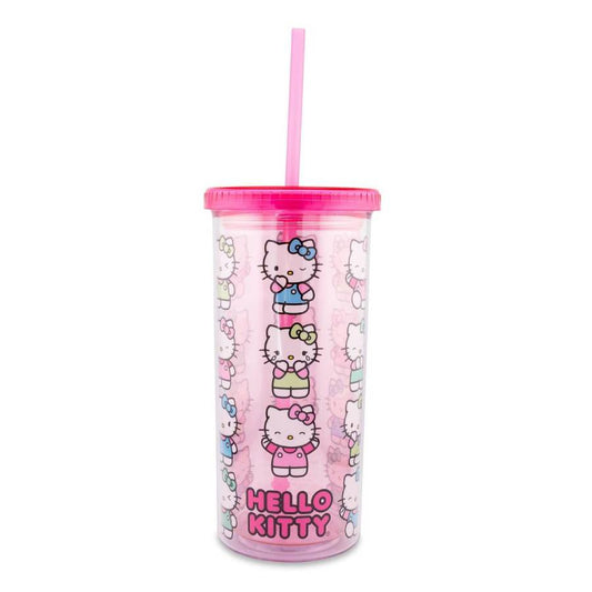 Sanrio Hello Kitty Expressions 20 oz Carnival Cup With Lid and Straw - Pink