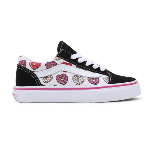 Vans Kid's Donut Heart Old Skool Sneakers (Size 1) - Black/Pink