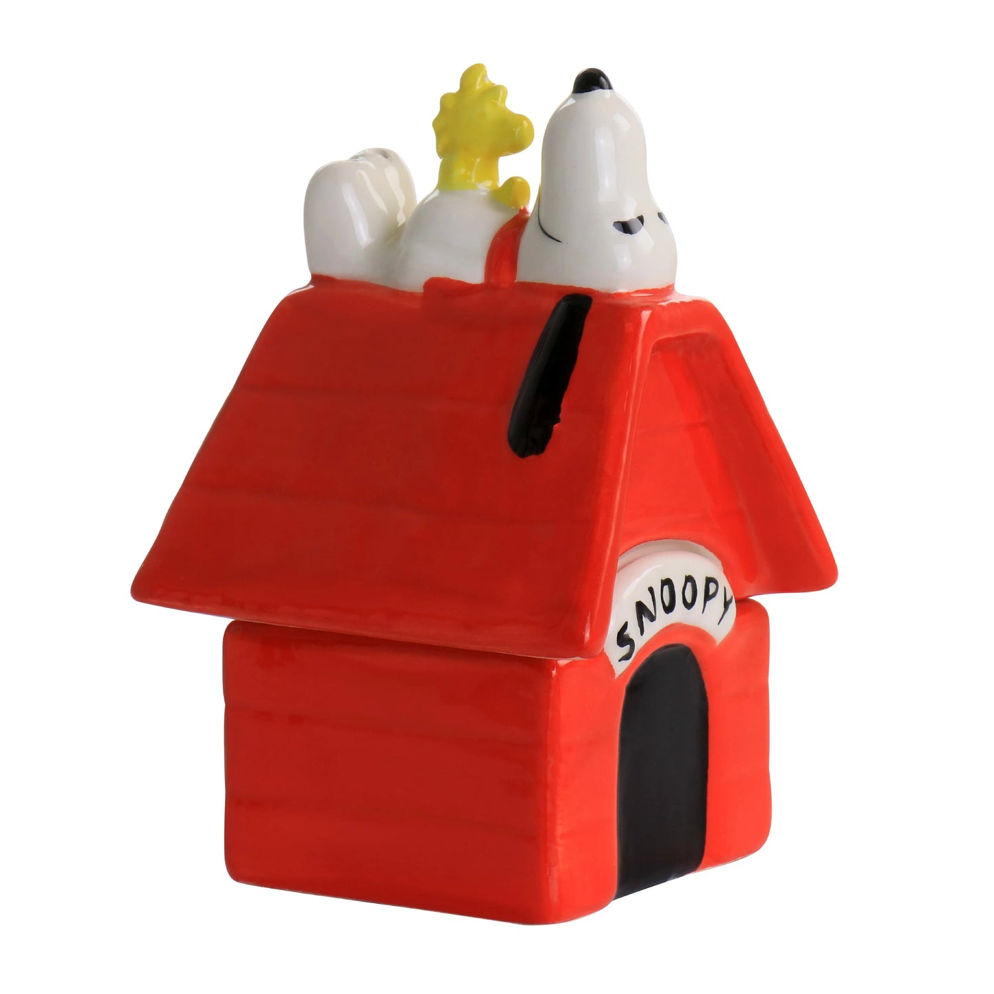 Gibson Peanuts Classic Snoopy Dog House Woodstock Salt and Pepper Shaker Set - Red