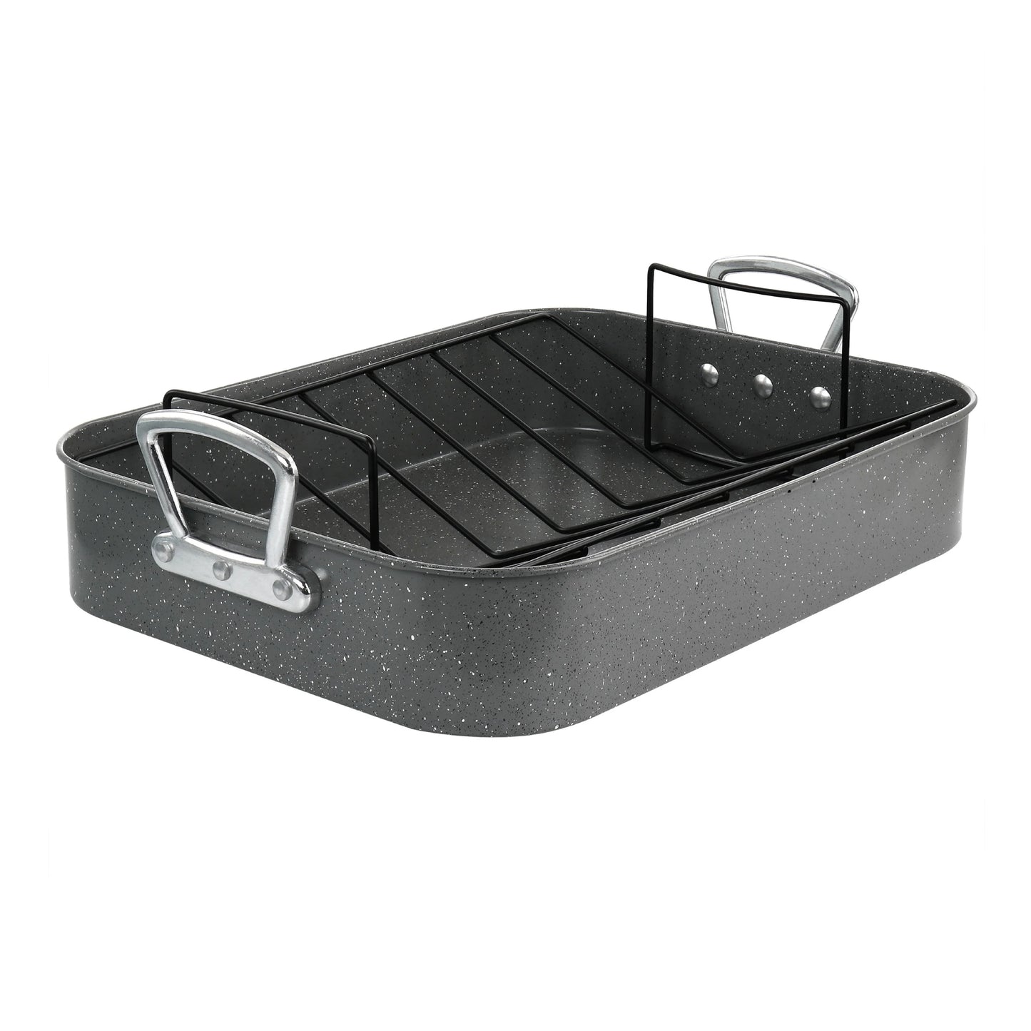 Gibson 12 Quart Carbon Steel Turkey Roasting Pan Set with Rack - Gray