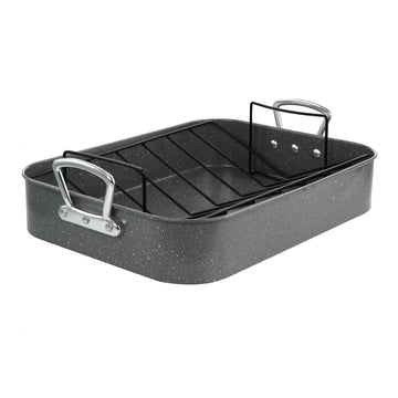 Juego de bandejas para asar pavos Gibson de acero al carbono de 12 cuartos con rejilla, color gris