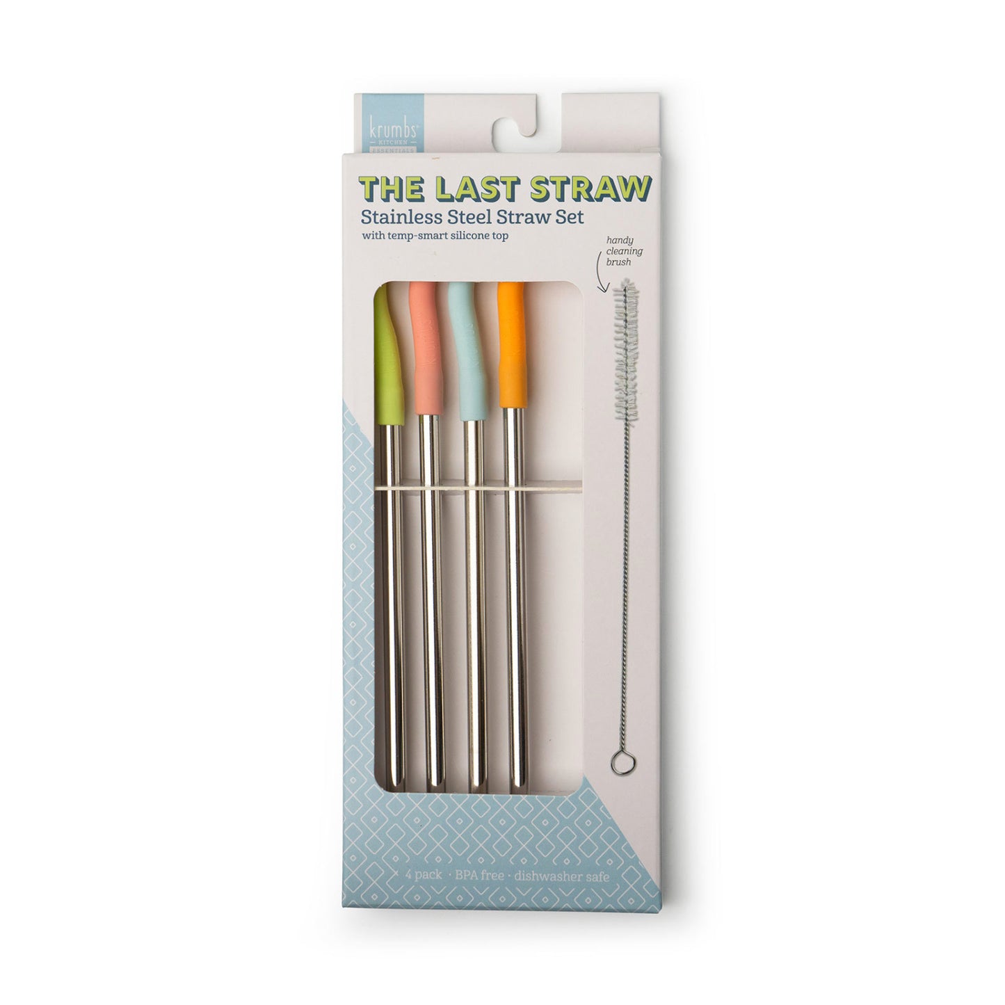 Krumbs Kitchen Elements Stainless Steel Drinking Straws - Set of 4