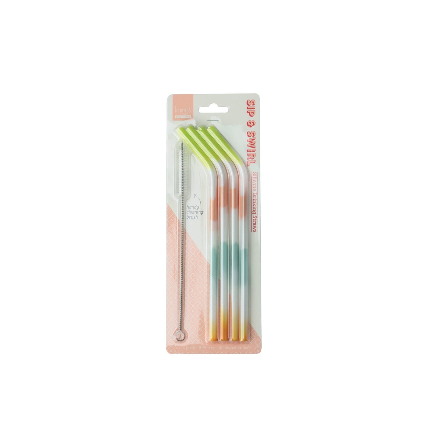 Krumbs Kitchen Tye Dye Silicone Straws - Set of 4