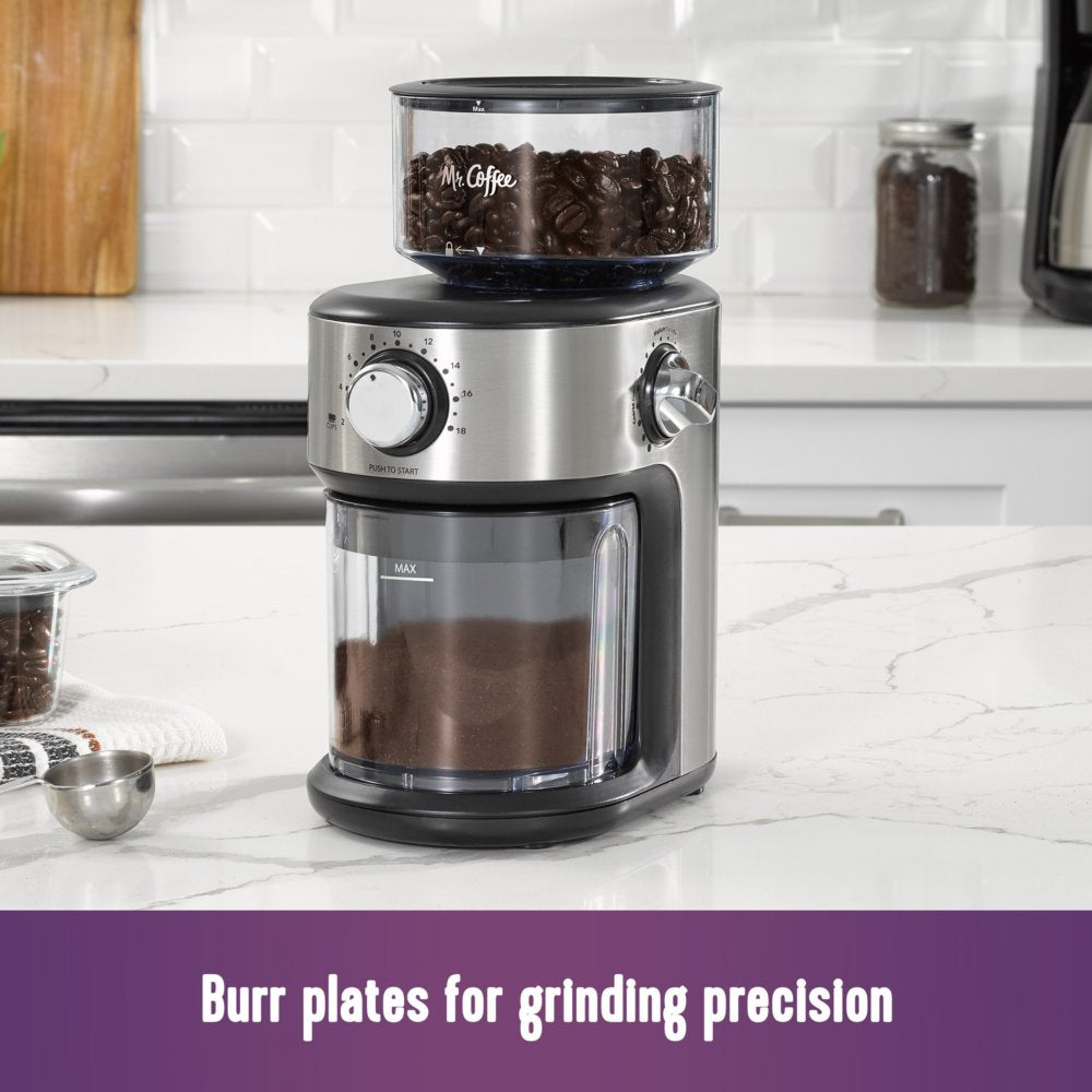 Mr. Coffee 2141813 18-Cup Cafe Grind Automatic Burr Grinder - Stainless Steel/Black