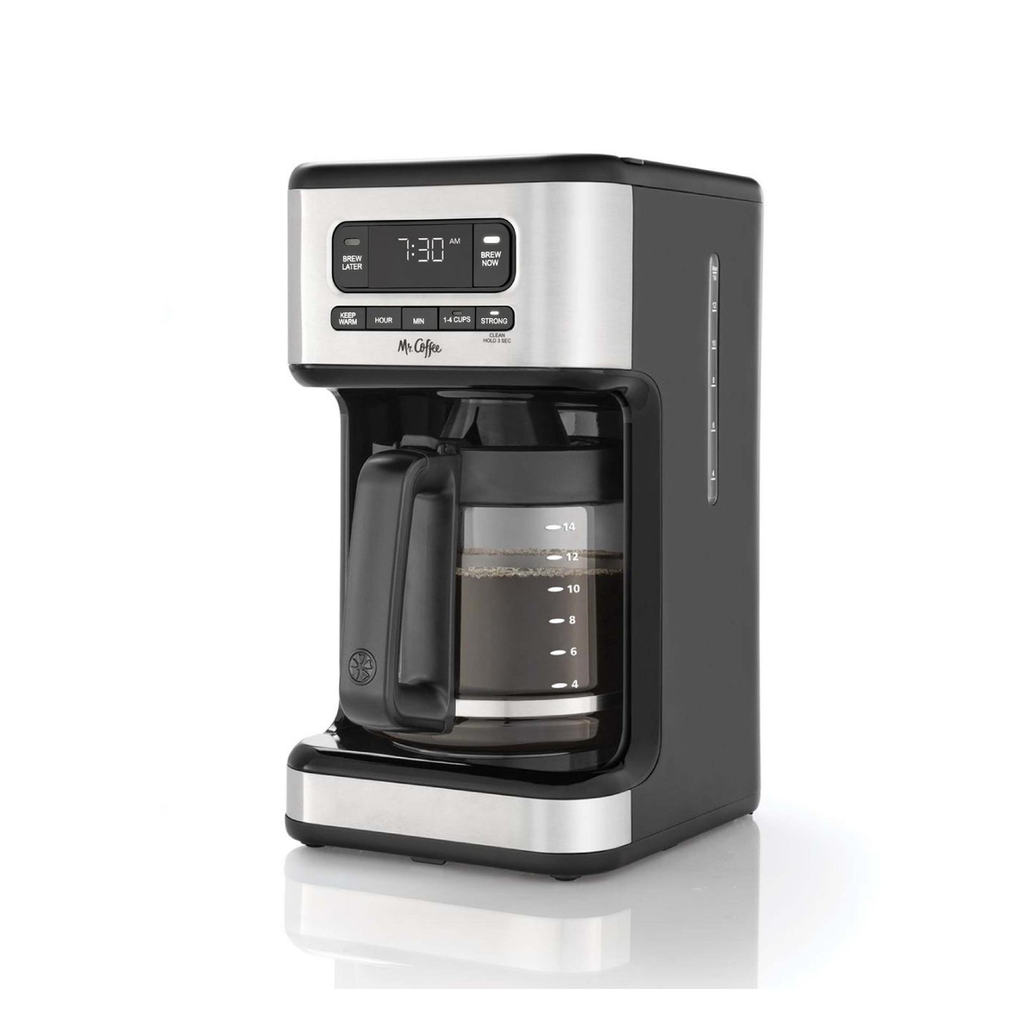 Cafetera programable Mr. Coffee 2182347 de 14 tazas - Acero inoxidable claro y color negro