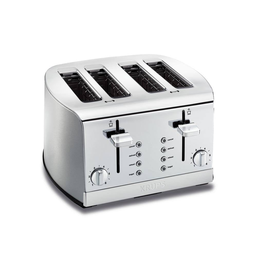 Krups KH734D51 4-Slice Breakfast Toaster with 6-Browning Levels - Silver