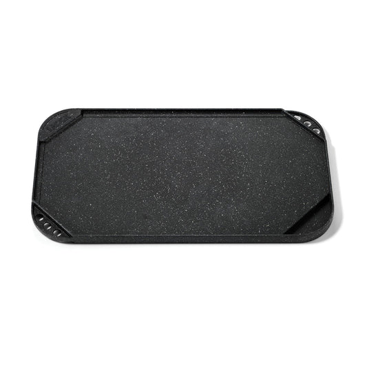 Parrilla/plancha reversible antiadherente de aluminio Starfrit The Rock de 10,6" x 19,5", color negro