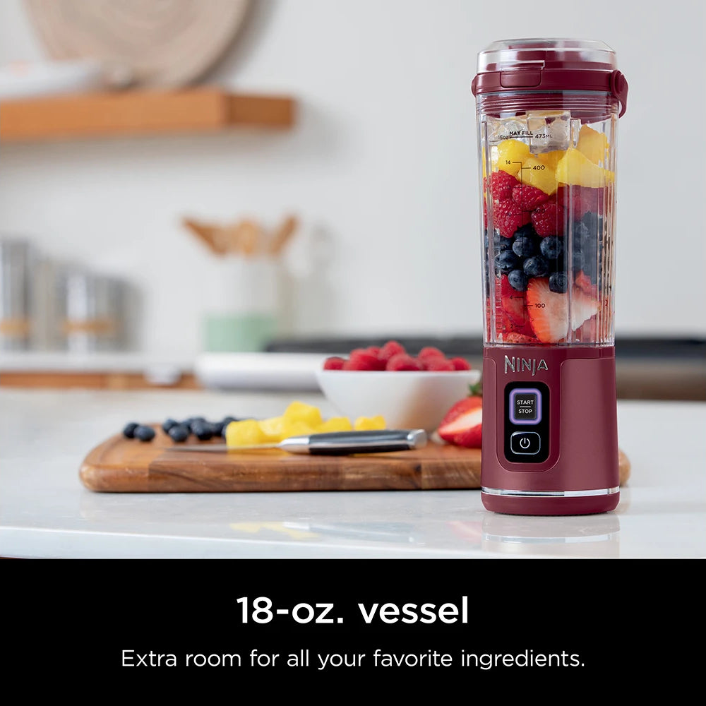 Ninja Blast BC151CR 18 oz Blast Cordless Portable Blender with Leak-Proof Lid - Cranberry Red