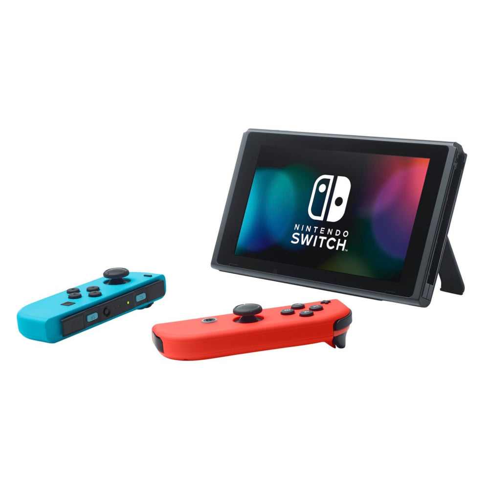 Nintendo Switch con mandos Joy‑Con: rojo neón/azul neón