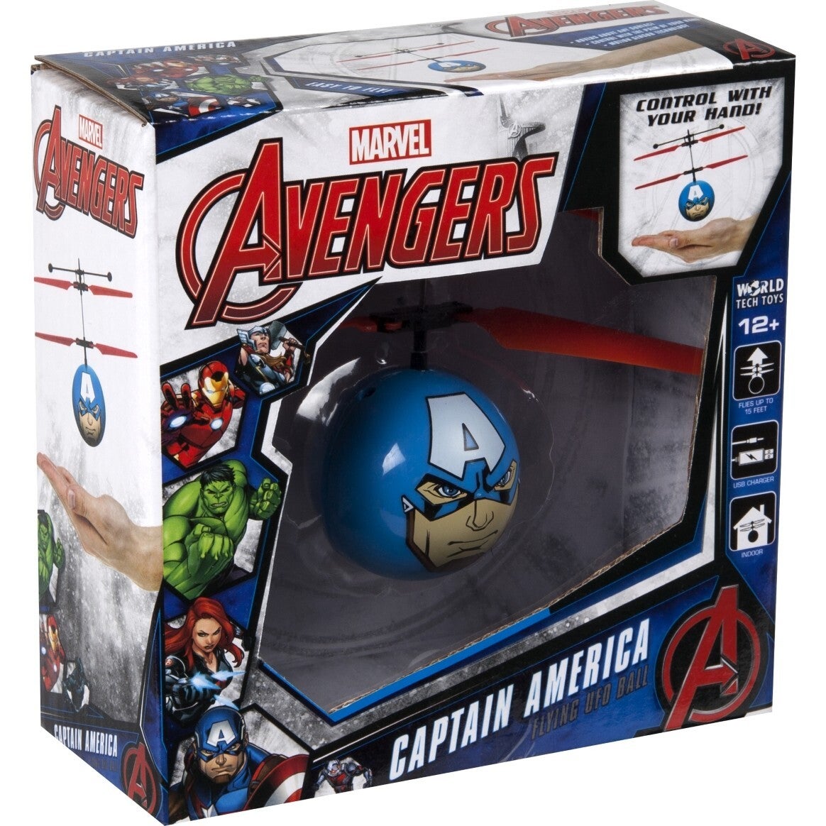 Helicóptero con bola ovni IR del Capitán América de Marvel Avengers de World Tech Toys