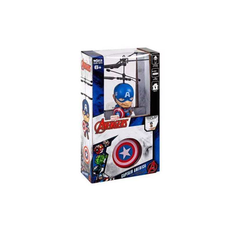 Figura voladora del Capitán América de Marvel con OVNI IR y helicóptero de cabeza grande