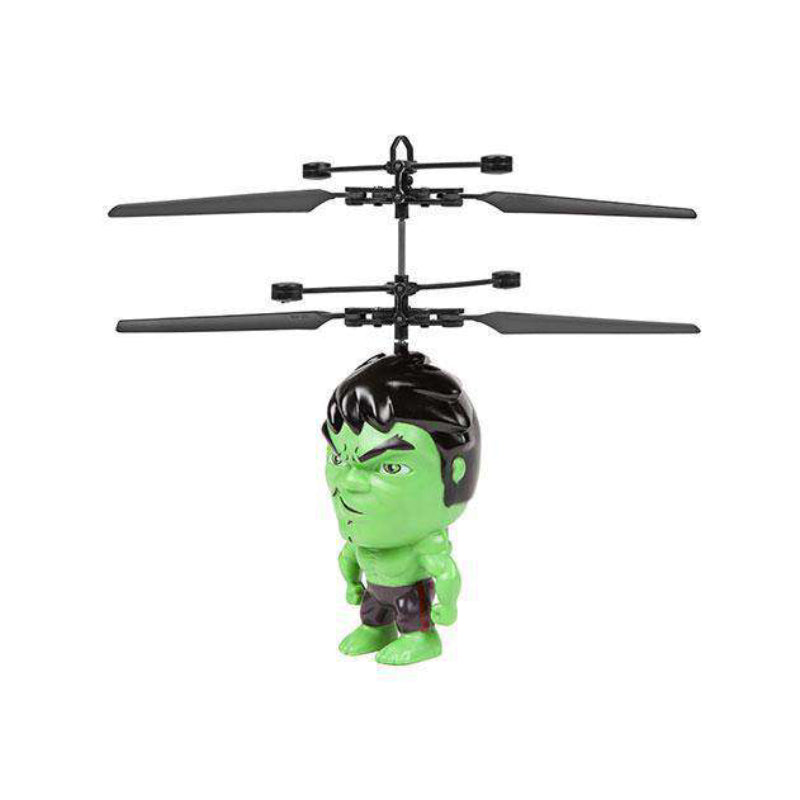 Figura voladora de Hulk de Marvel con OVNI IR y helicóptero de cabeza grande